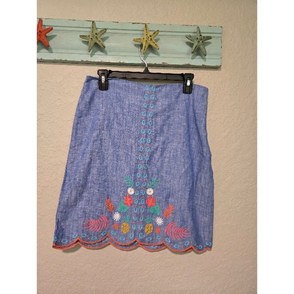 Talbots Blue Embroidered Skirt